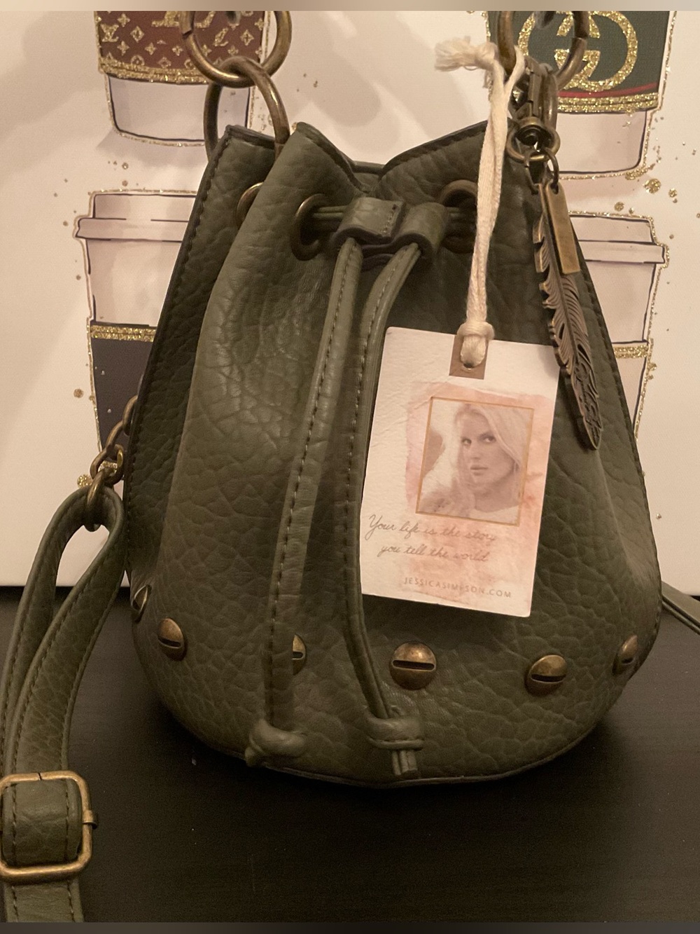 NWT Jessica Simpson Drawstring Bucket Crossbody Bag